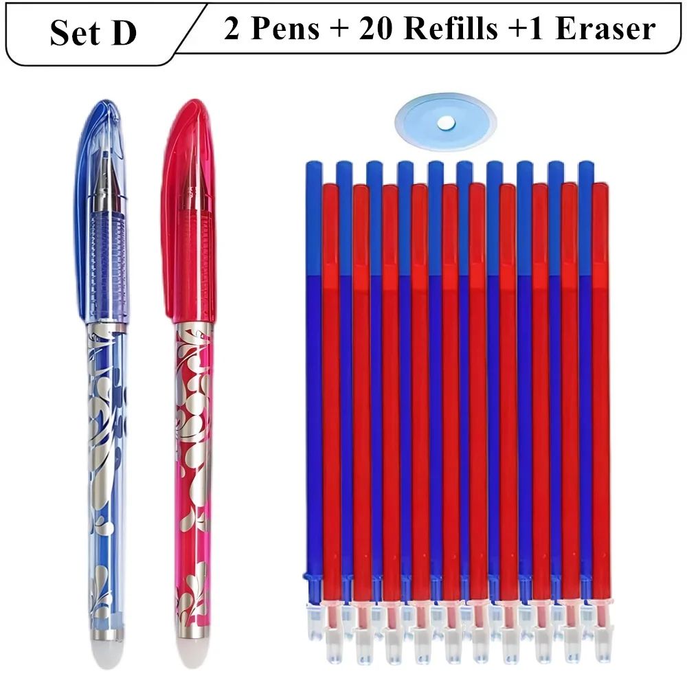 PrecisionWrite 0.5mm Erasable Gel Pens Set with 20 Refills & Eraser – Smooth Writing Refillable Stationery Kit