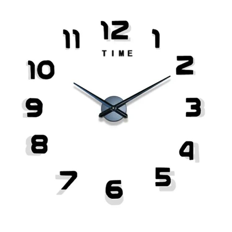 3D Wall Clock Sticker Large Acrylic Mirror DIY Modern Wall Decor