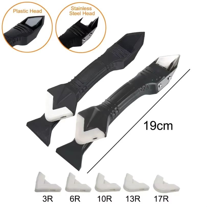 5-in-1 Silicone Scraper and Caulking Tool Set with Grout and Mould Removal