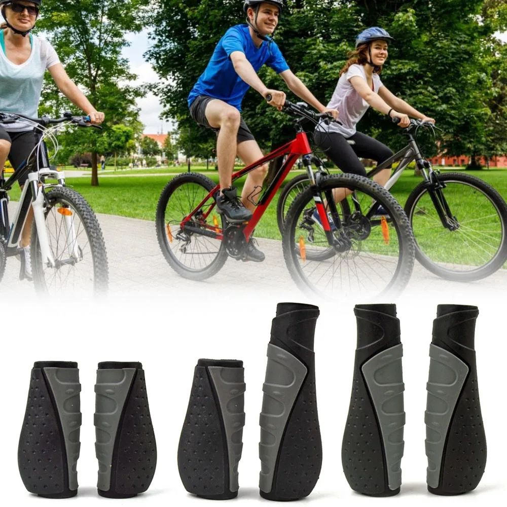 Ergonomic Anti-Slip Rubber Mountain Bike Grips - Short/Long MTB Handle Grips for Comfort & Control