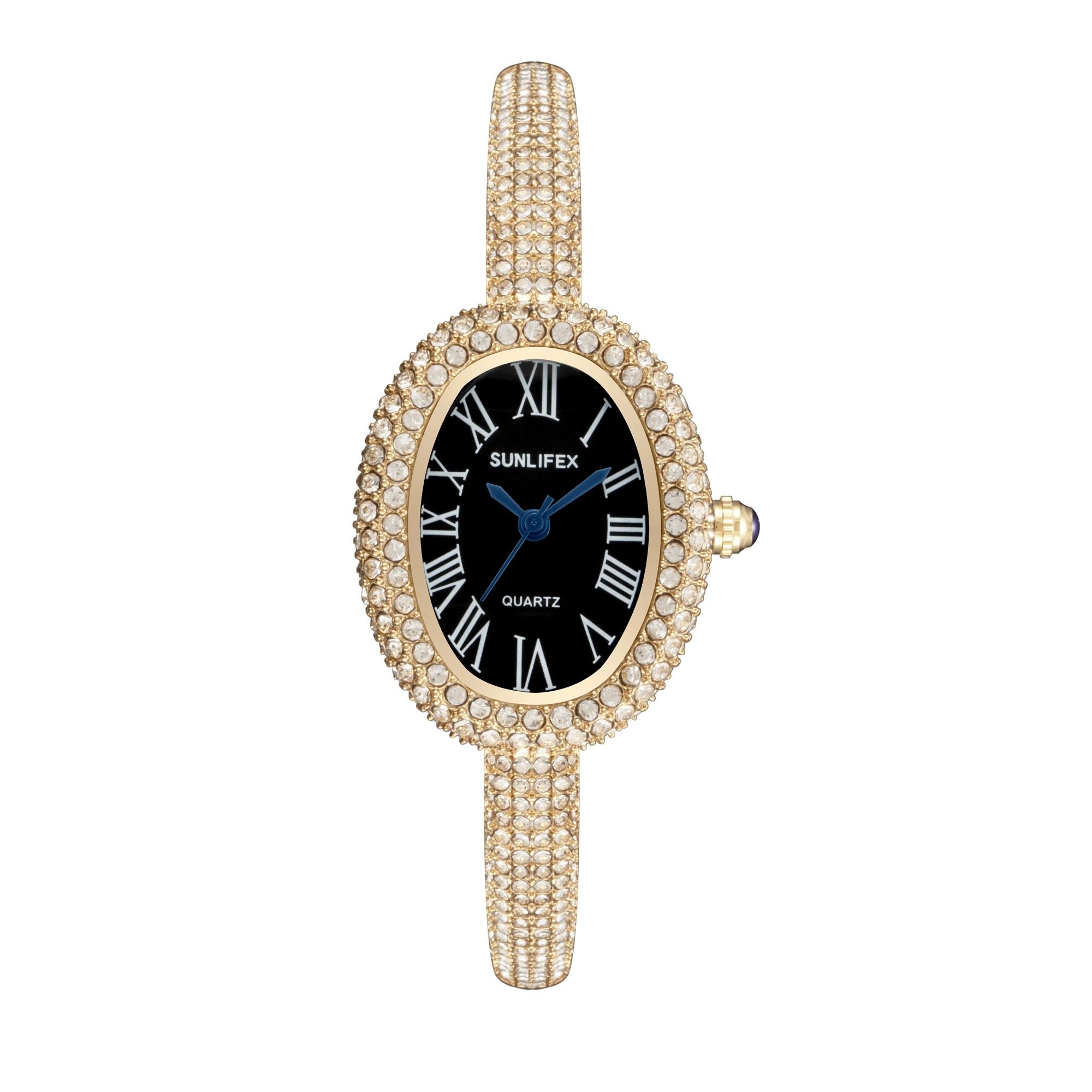 Elegant Roman Numeral Oval Bracelet Watch