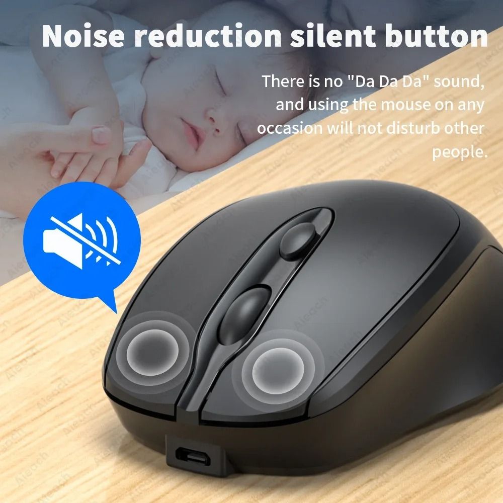 Rechargeable Dual Mode Silent Wireless Bluetooth Mouse Ergonomic Design
