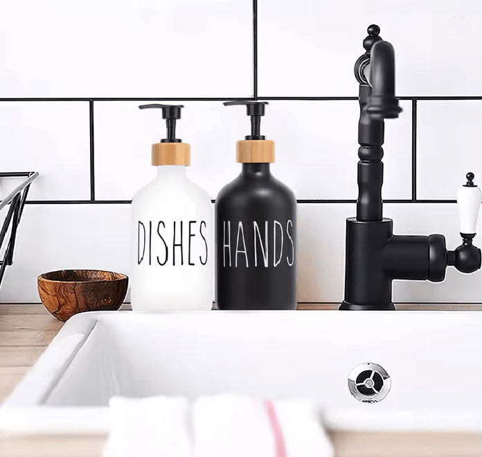 Black Kitchen Soap Dispenser Set