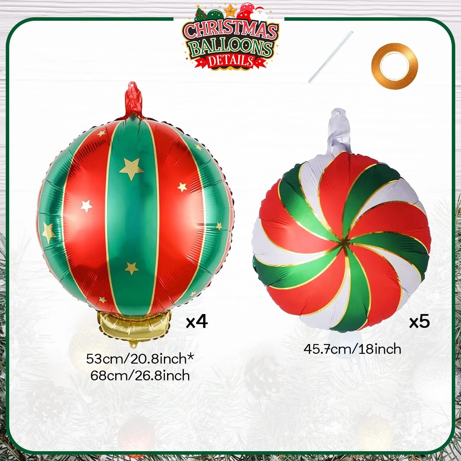 Christmas Round Candy Lollipop Foil Balloon Set (9 pcs)