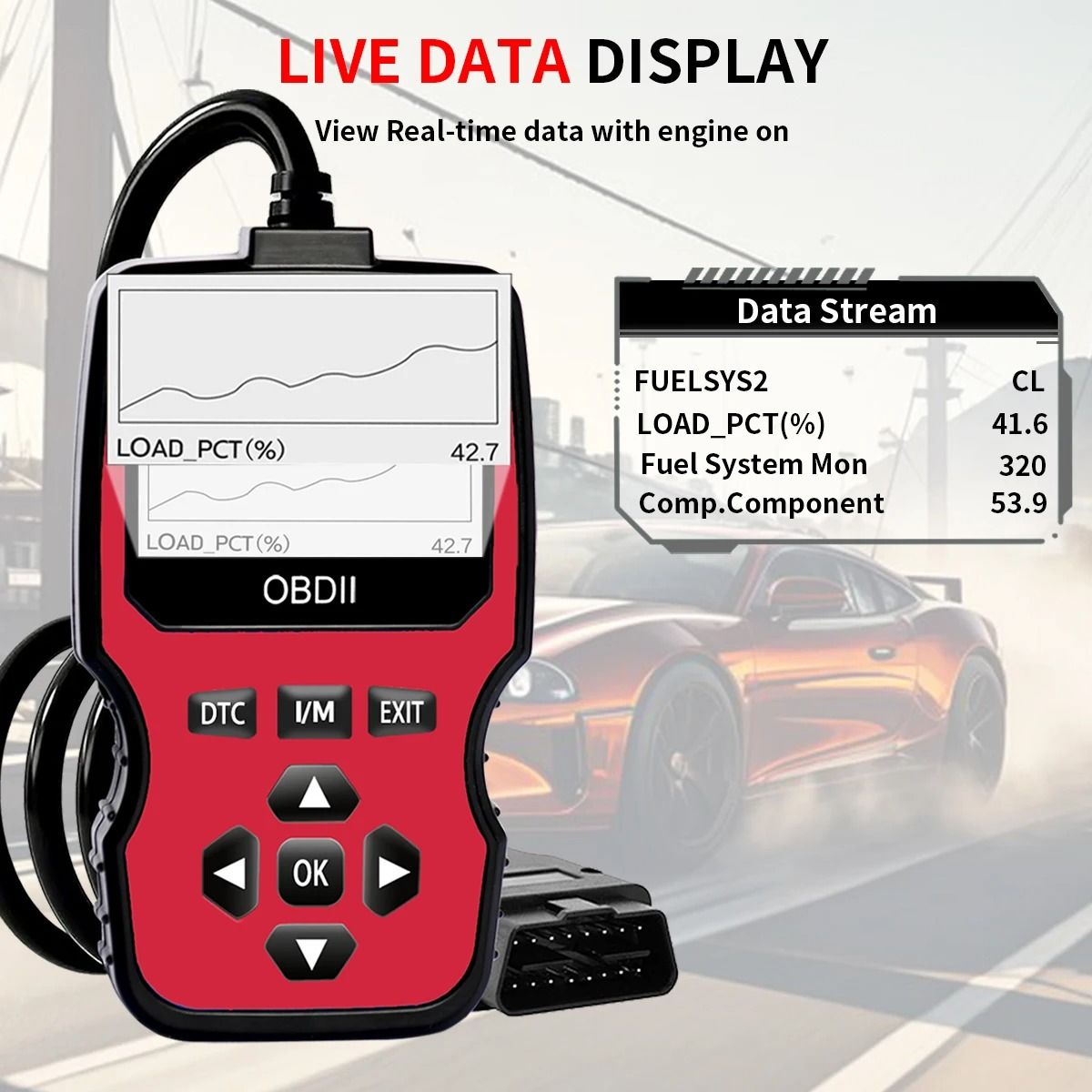 Obd2 Car Diagnostic Scanner Tool with Real-Time Data Flow and Battery Test