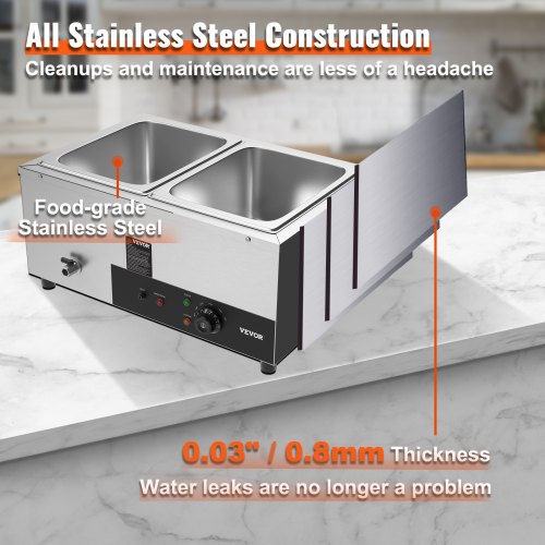 Commercial Food Warmer Electric Steam Table Stainless Steel Buffet Bain Marie
