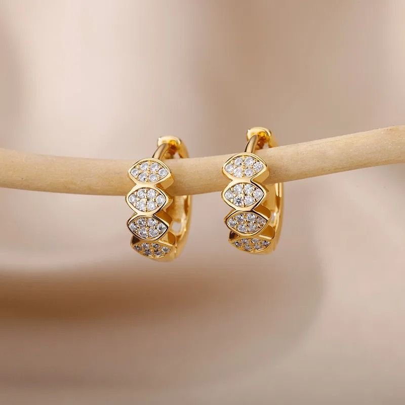 Triple Heart Cubic Zirconia Hoop Earrings