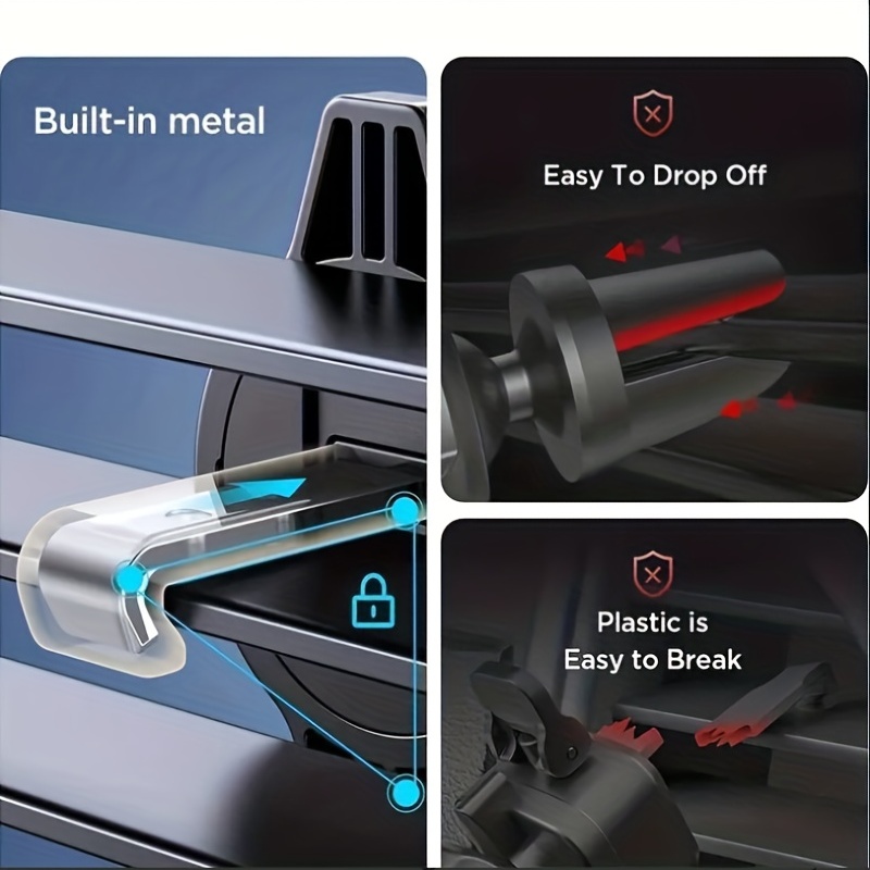 Air Vent Car Phone Holder, Mobile Cell Stand, Secure Clip Mount for Smartphone GPS Support, Fits Phones