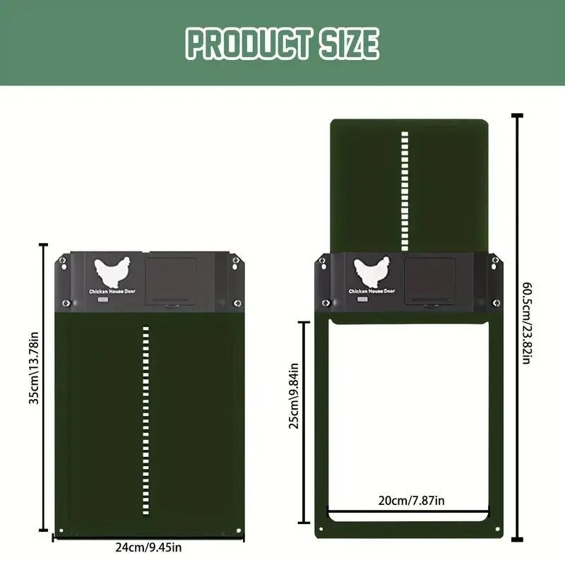Automatic Chicken Coop Door with Light Sensor Battery Powered Opener for Poultry Supplies