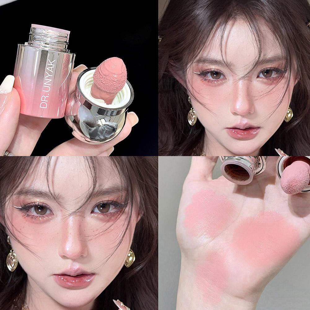 Sponge Head Blusher, Velvet Liquid Blush Matte, Natural Lasting Tint Makeup