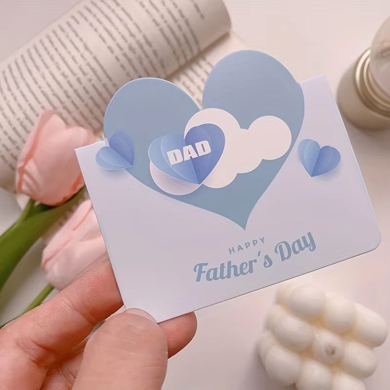 10PCS Greeting Card Set Happy Mother's Day and Heart-Shaped Father's Day Handwritten Blessing Cards