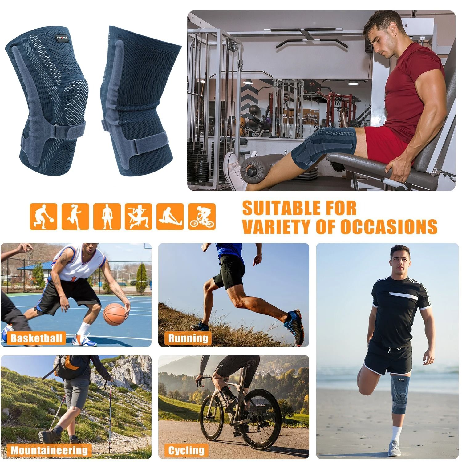 Aero-Kinetic Patella System – Premium NEENCA Compression Knee Sleeve with Side Stabilizers