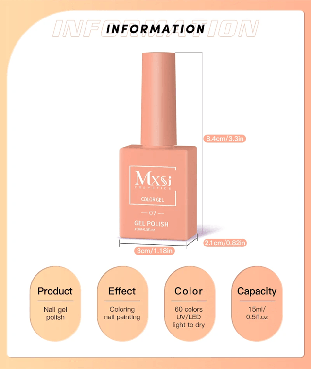 MXSI 60 Color UV Gel Nail Polish Set 15ml – Glitter Soak Off Semi Permanent Varnish