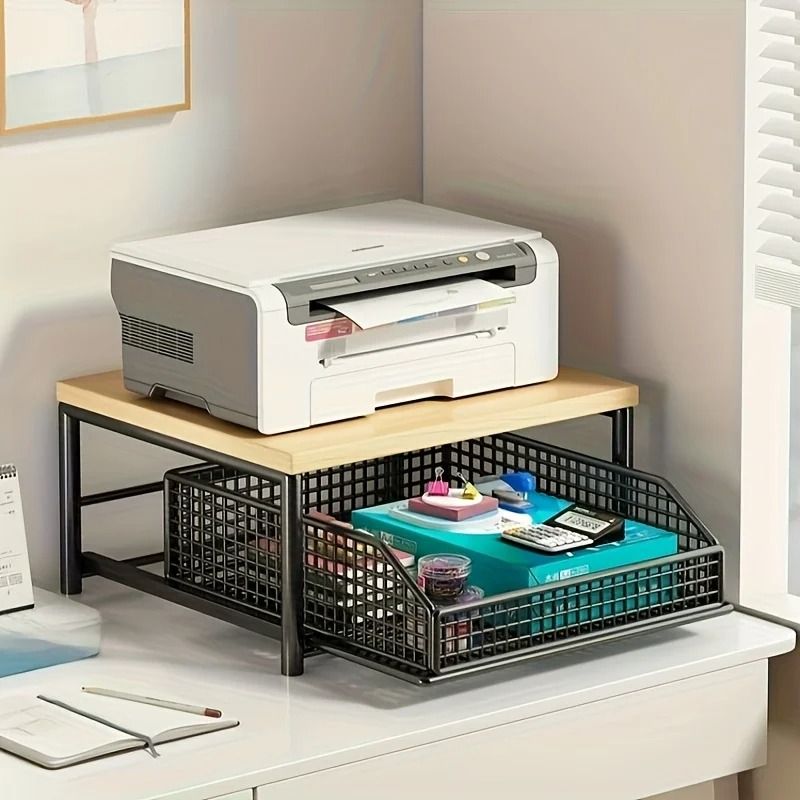 Basalt Horizon Loft | Modern Microwave & Appliance Storage Rack with Slide-Out Caddy