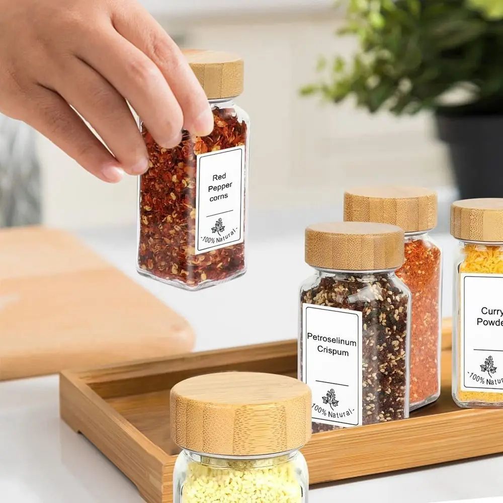 Airtight Spice Jar with Bamboo Lid 120ml Kitchen Container