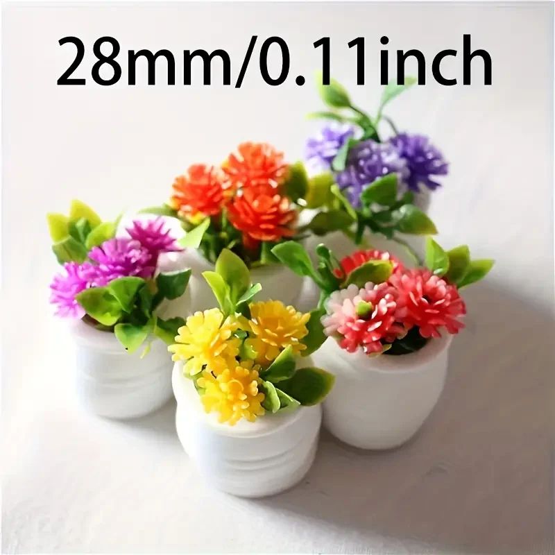 Miniature Potted Flowers Set of 5 for Dollhouse Decor, Fairy Garden Decor and Mini Plant Decor