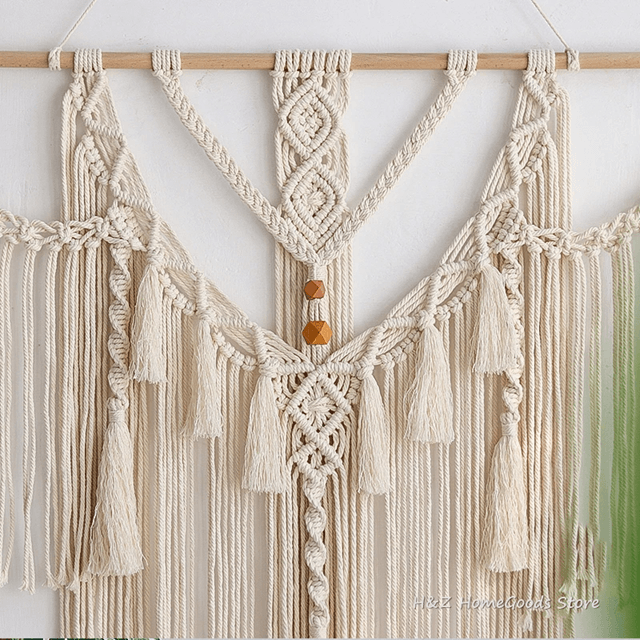 Boho Macrame Wall Hanging Tapestry – Large Handwoven Art Decor with Tassels for Bedroom & Living Room