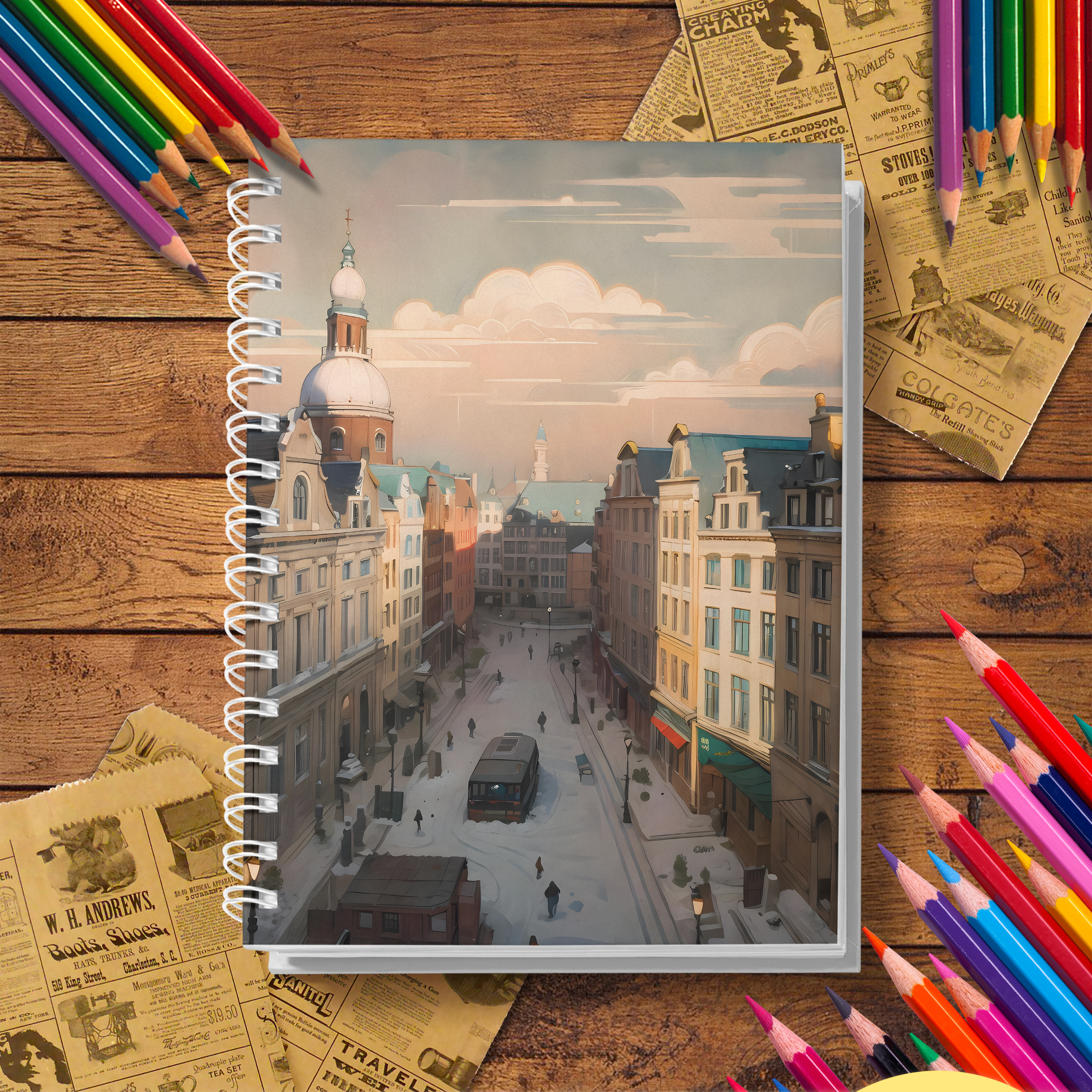 Architectural Street Scene Adult Coloring Book, Thick Paper, A Gift of Taste and Thought