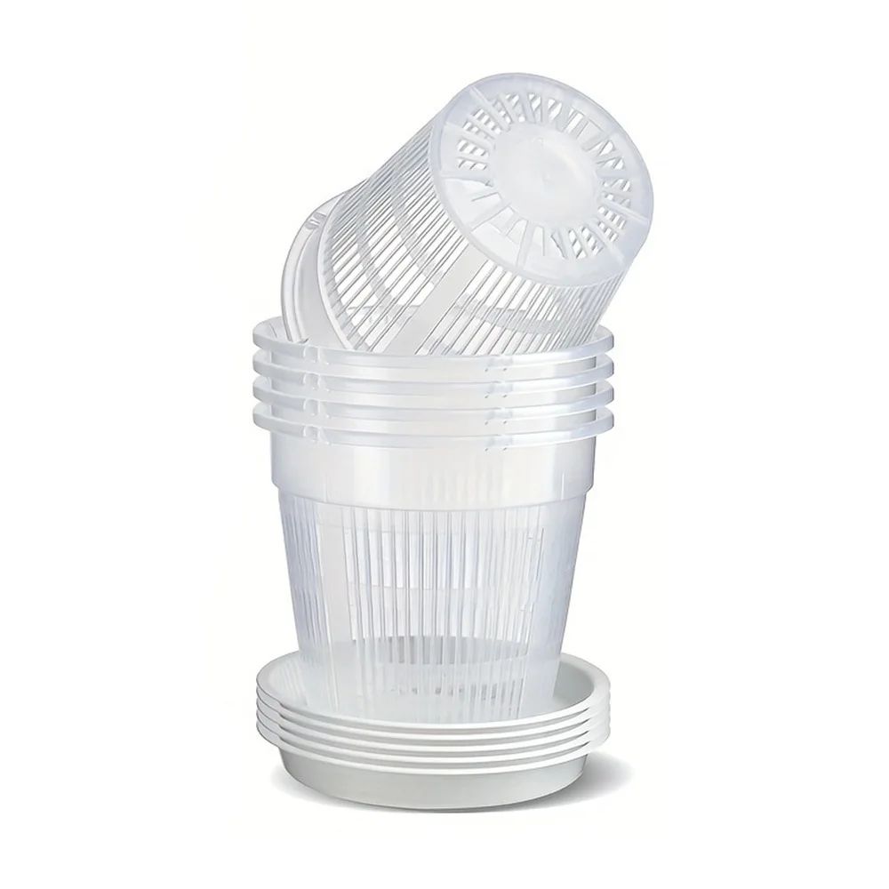 Breathable Mesh Orchid Pots – Transparent Root Control Flowerpots with Drainage (5-Pack)