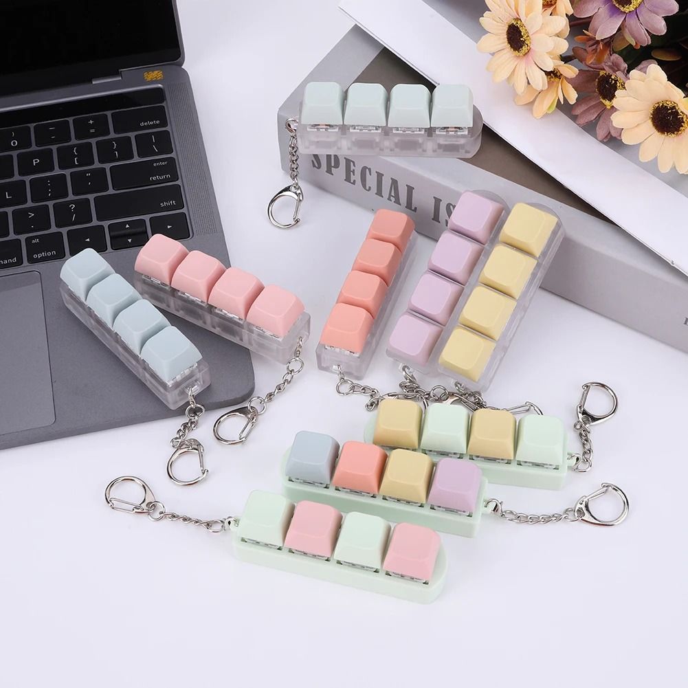 Button Keycap Fidget Keychain Toy Decompression Keyboard