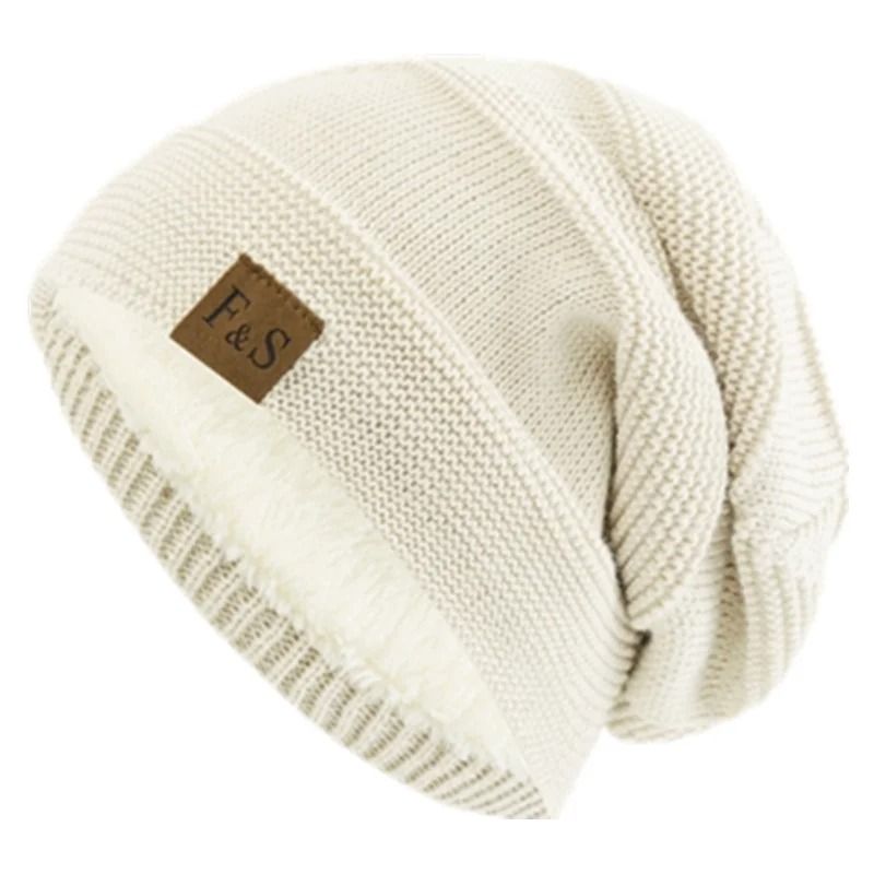 Unisex Slouchy Fur Lined Winter Beanie Hat