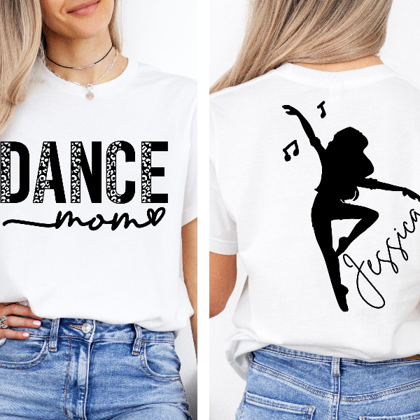Personalized Dance Mom T-Shirt with Kid Name, Leopard Dance Mom Shirt,Dance Lover Shirt,Custom Mom Shirt,Gift For Dance