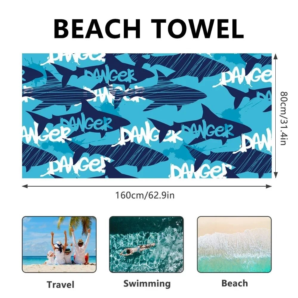 Portable Quick Drying Beach Towel Water Absorbent Sports Towel with Mesh Bag for Swimming Fitness and Running