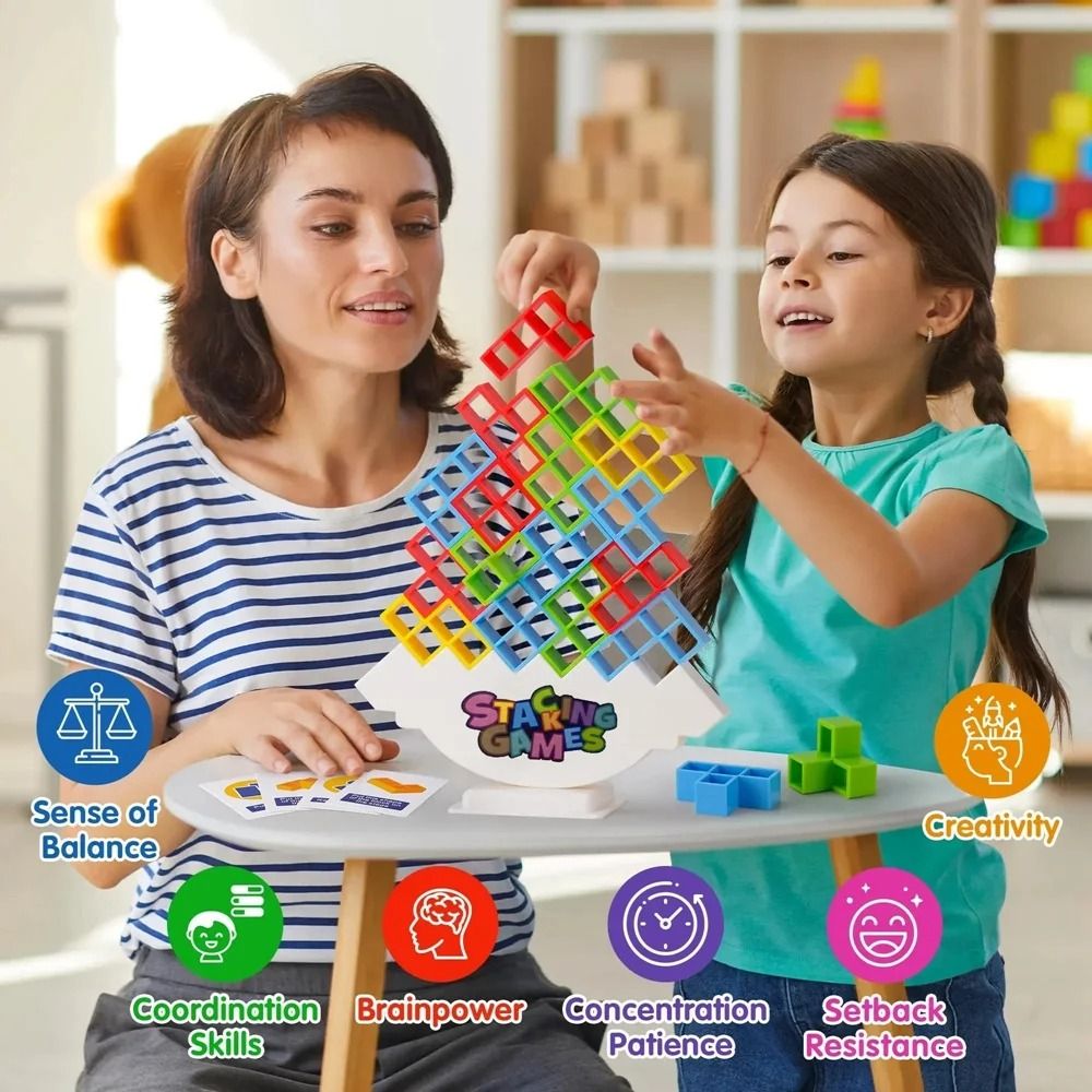 Tetra Balance Stacking Block Game Desktop Building Toy for Kids and Families