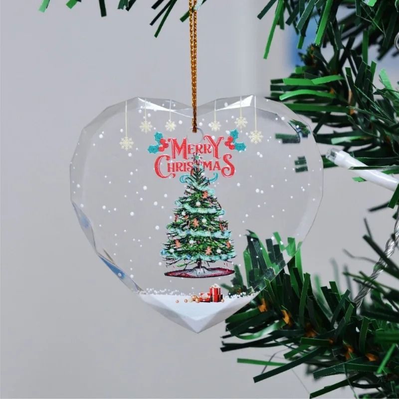 Transparent Double Sided Mini Christmas Tree Ornament Pendant