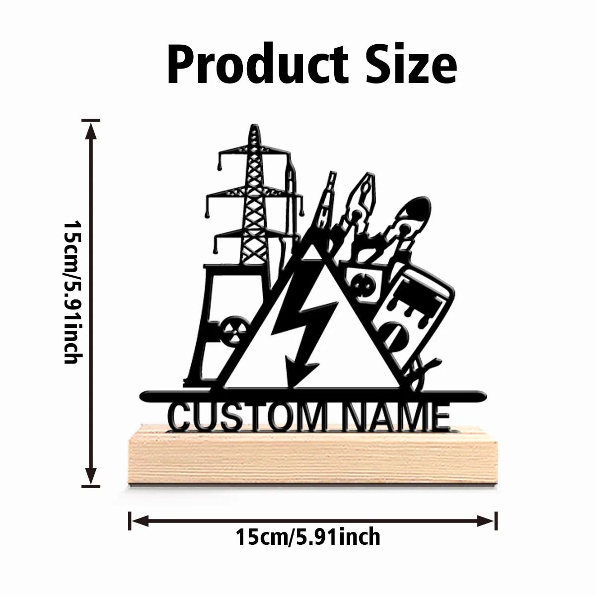 Personalized Electrical Engineer Metal Statue Desk Decor with Wooden Base