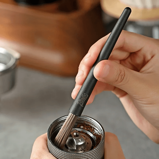Wood and Nylon Coffee Grinder and Espresso Machine Cleaning Brush Set