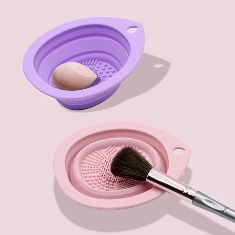 Silicone Makeup Brush Cleaner & Folding Washing Bowl – Portable Beauty Scrubber