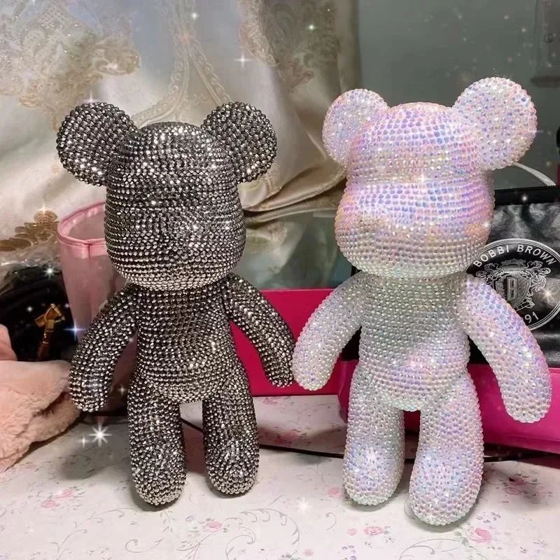 Fluorescent Diamond Bear Figurine – DIY Rhinestone Crystal Resin Bear Decor & Gift 3.1–13 in