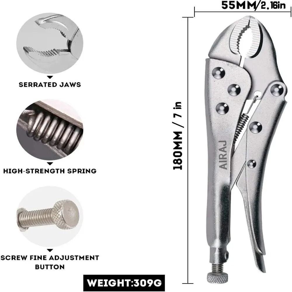 AIRAJ 7 Inch Multifunctional Locking Pliers Carbon Steel Electrician Hand Tool