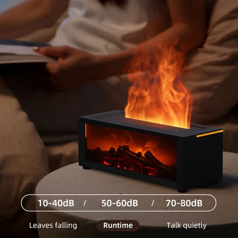 Creative Fireplace-Style Air Humidifier and Aroma Diffuser With LED Light and Remote Control