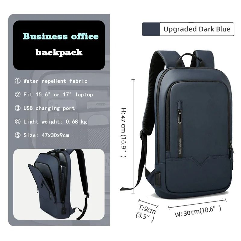 HK Slim Waterproof Laptop Backpack 15.6 Inch