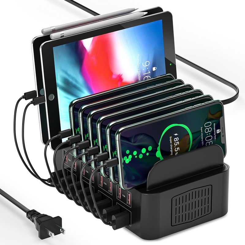 USB Charging Station, Universal Multi USB Charger Port, Tablet Stand for Ipad Iphone Pro Max Samsung
