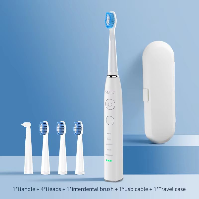 Seago Sonic Electric Toothbrush – USB Rechargeable with 360-Day Battery & Travel Case