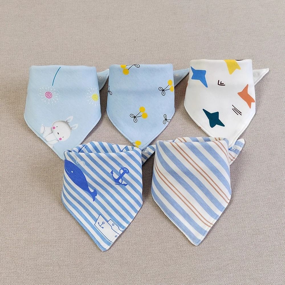 8PCS Baby Triangle Bibs & Burp Cloths Double Layer Cotton Saliva Towels