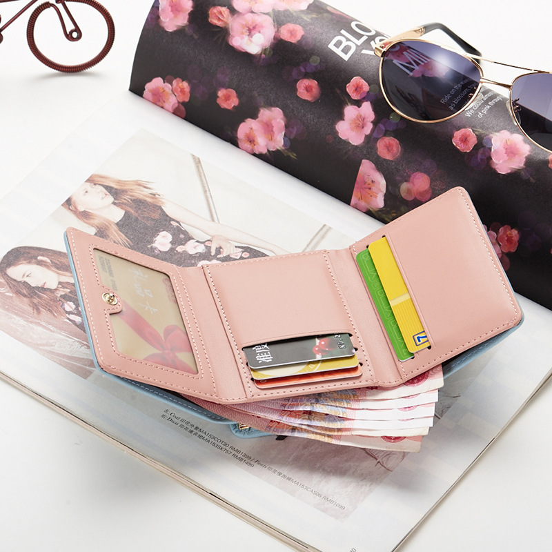 Cute Animal Folding Mini Wallet Short Korean Style Purse for Students Metal and Fresh Design