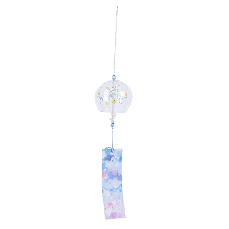 Japanese Sakura Glass Wind Chimes | Hand-Painted Cherry Blossom Hanging Craft
