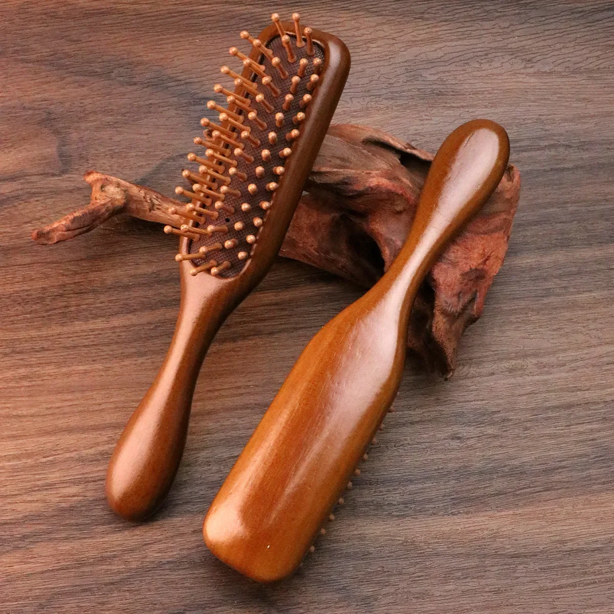 Sandalwood Massage Comb, Meridian Hair Care, Golden Silk Narrow Air Bag Comb