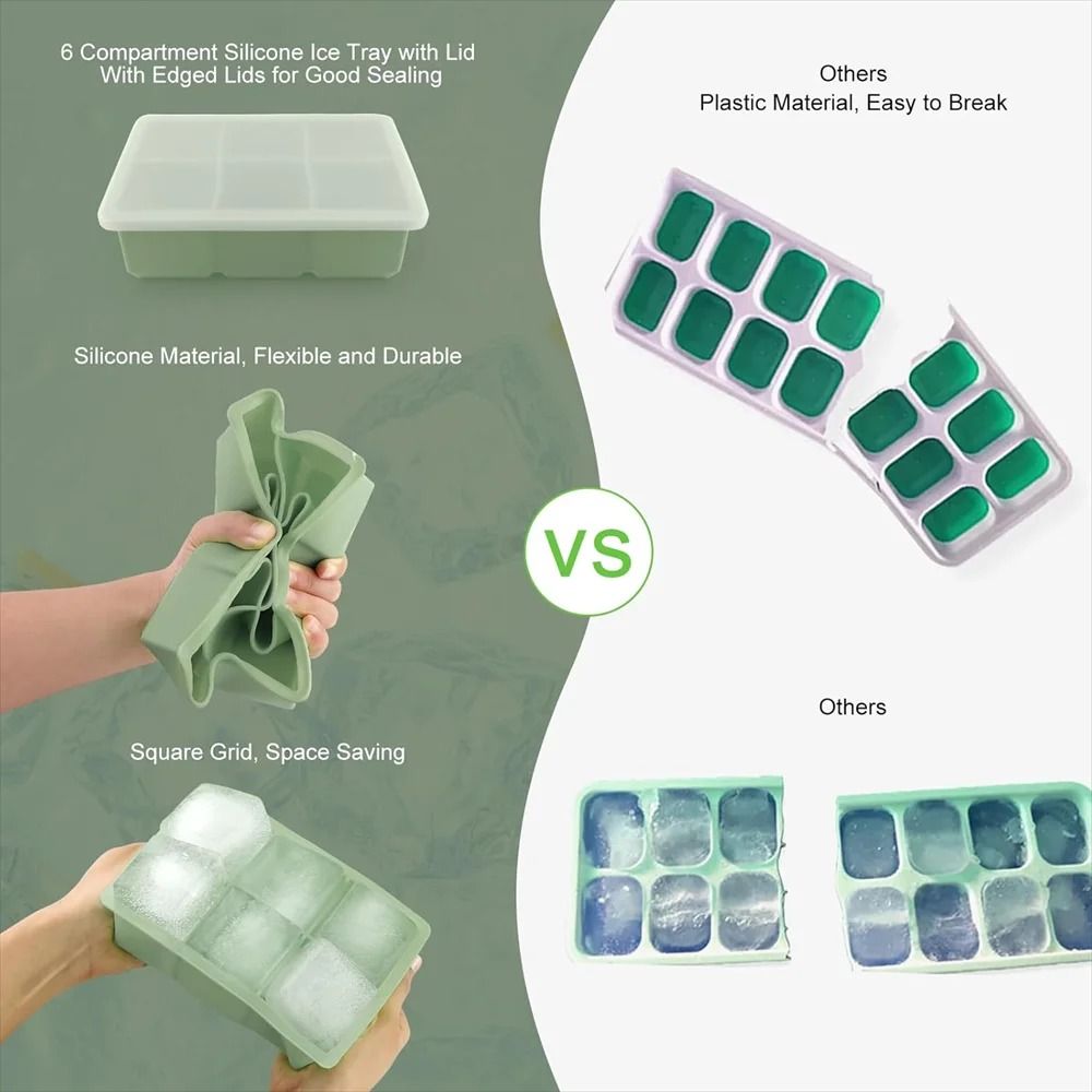 Premium Stackable Large Square Ice Cube Tray with Spill-Proof Lid