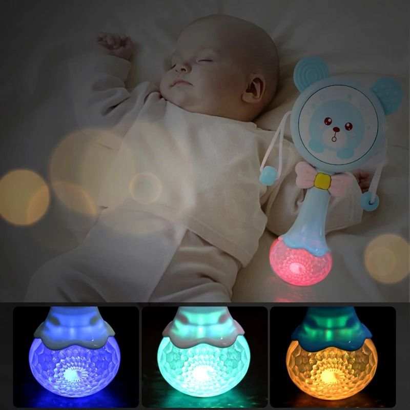 2025 Flashing Musical Rabbit Hand Bell – Early Educational Teether Rattle Toy (0-12M)