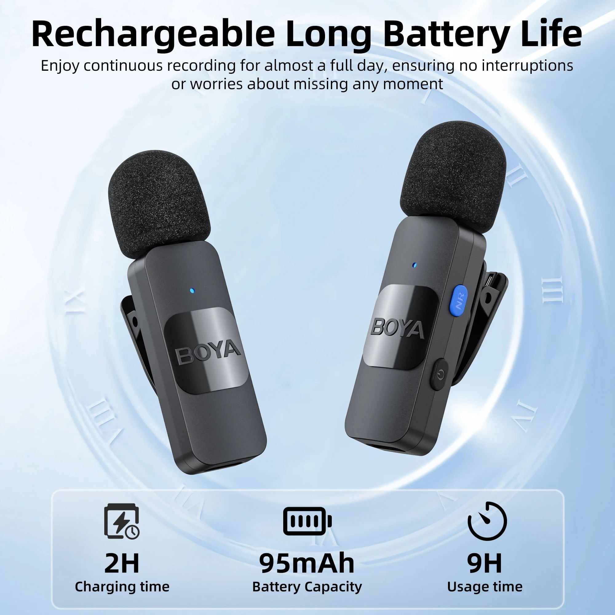 BOYA BY V Wireless Lavalier Microphone for iPhone Android Vlogging Interviews and Live Broadcast