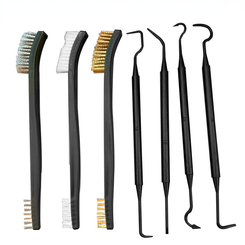 Universal Double-End Steel Wire Brush & Nylon Pick Cleaning Kit, Tactical Rifle & Hunting Gun Cleaning Tool Set