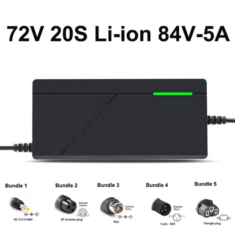 72 V 5 A Lithium-Ion Battery Pack Charger 84 V Output for 20 S Battery Packs