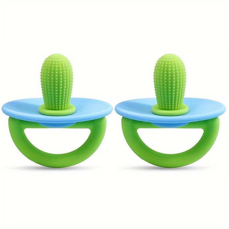 Soft Silicone Pacifier-Style Baby Teether Ring with Massage Dot