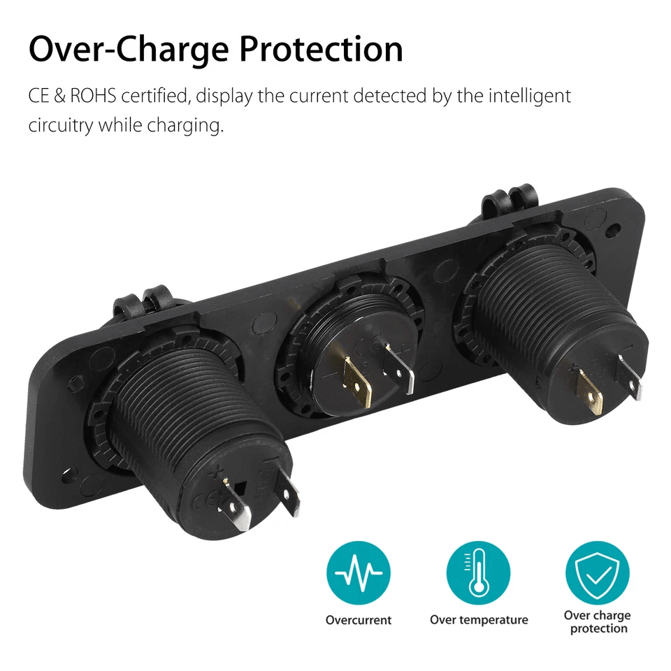 Dual USB Car Cigarette Lighter Socket Splitter Power Adapter with 12V Charger & LED Voltmeter