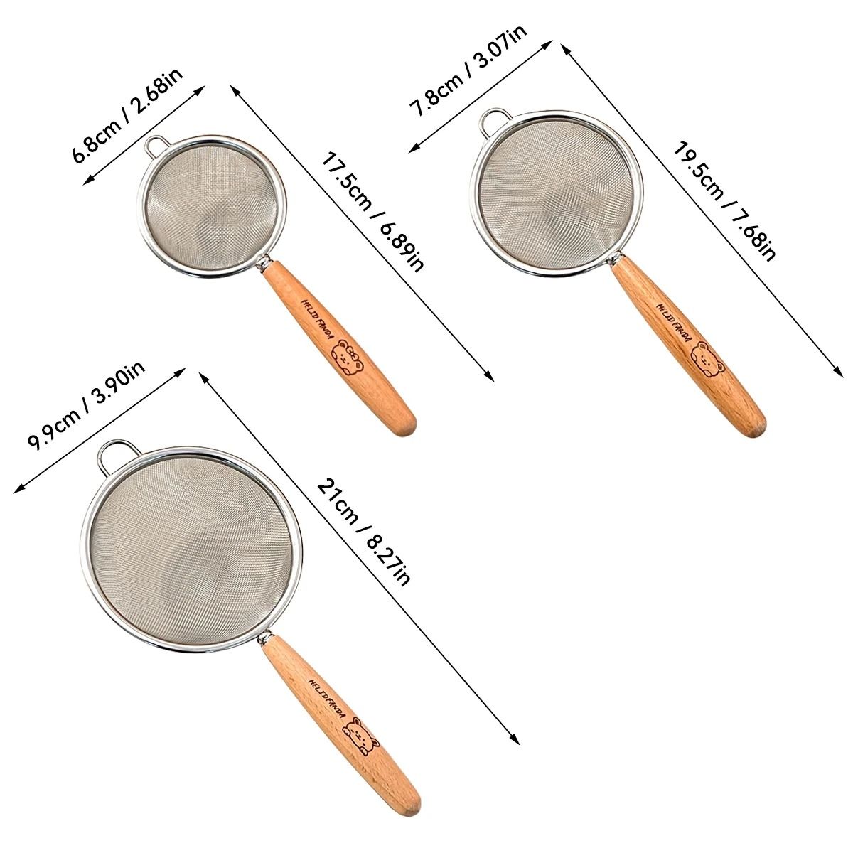 Fine Mesh Stainless Steel Strainer Flour Sieve and Oil Skimmer Spoon